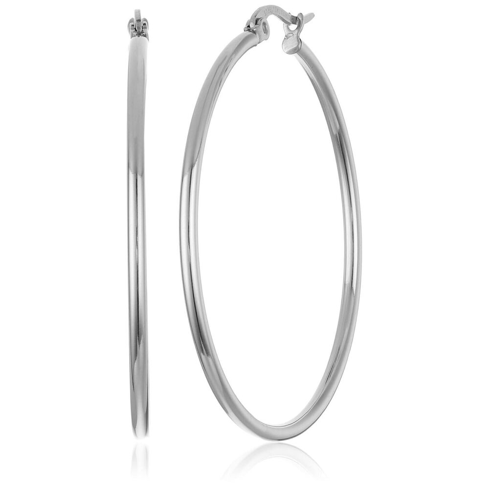 Stainless Steel Rounded Tube Hoop Earrings (40mm), (previously